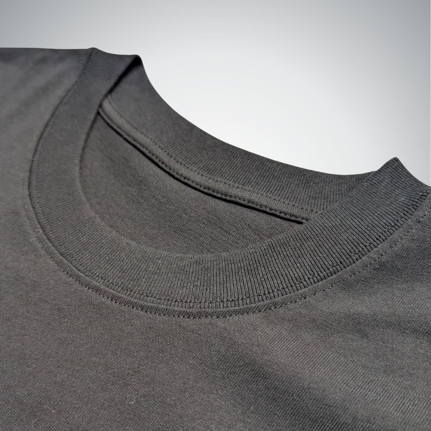 Close-up of a black collar on a light gray background