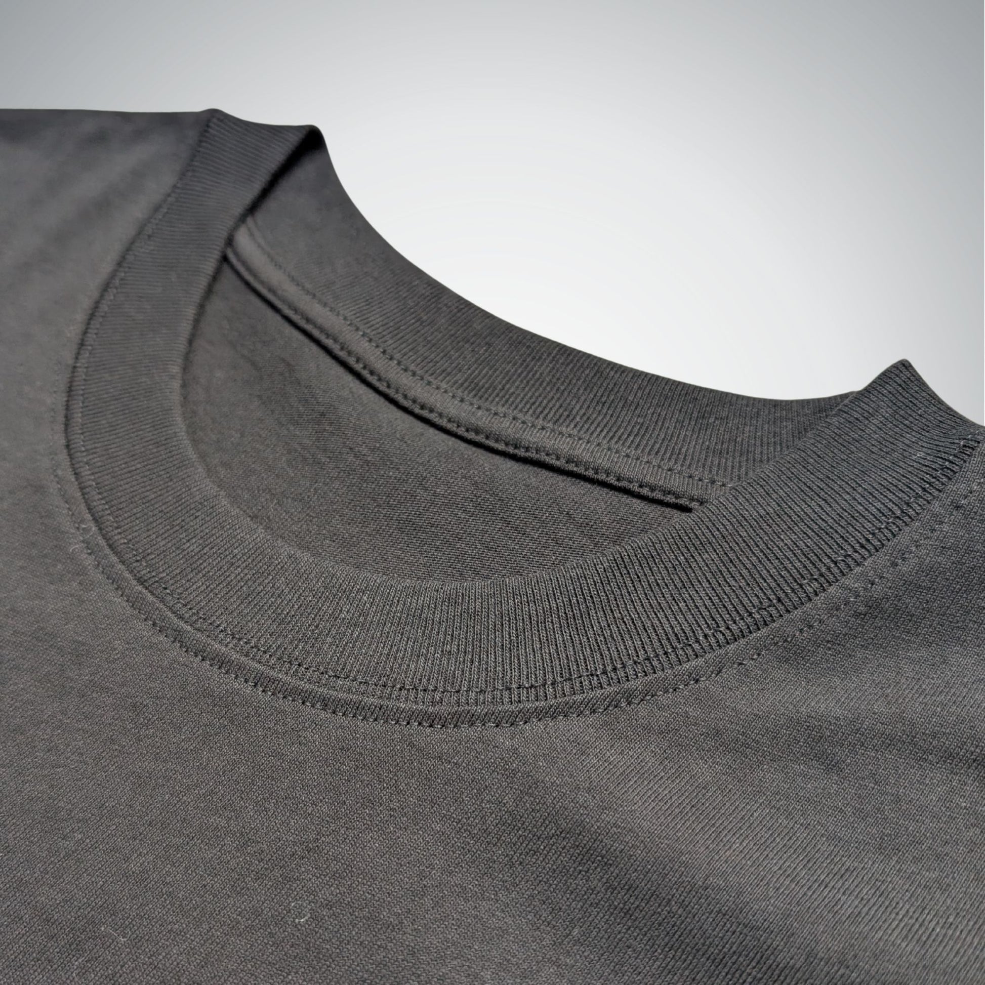 Close-up of a black collar on a light gray background